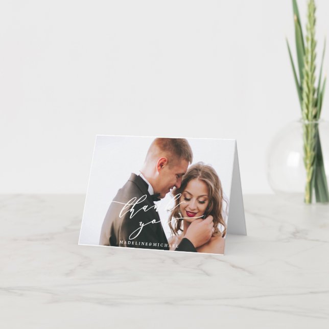 Folded Photo Wedding Thank You Note Card (Front)
