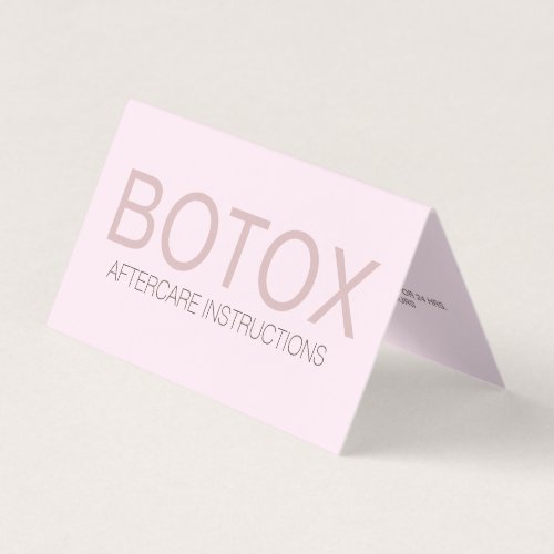Folded Pink Botox Filler Aftercare Card