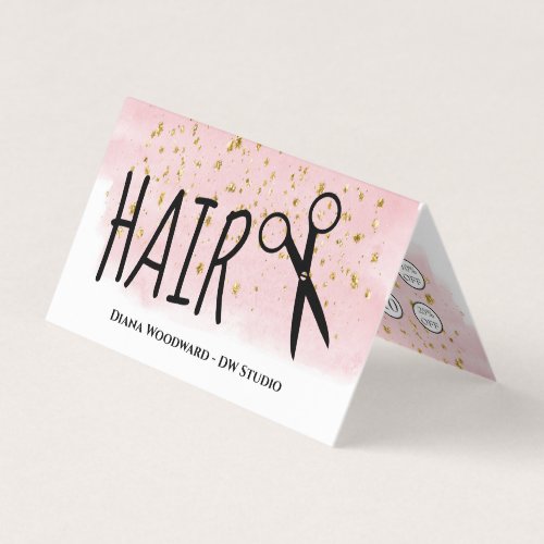 Folded Pink Hairdressers Business Loyalty Card