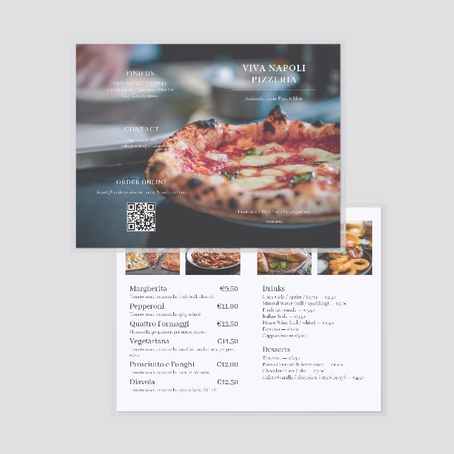 Folded Pizza Menu Template Italian Restaurant (Folded Front/Back)