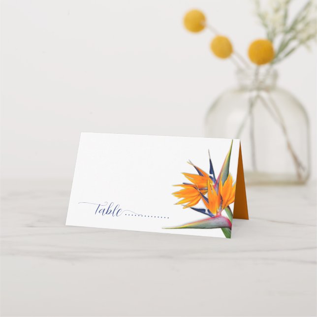 Folded Place Cards Bird of Paradise Flowers (Front)