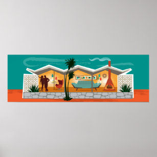 Folded Plate Roof Mid Century Modern House Poster