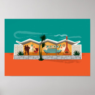 Folded Plate Roof Mid Century Modern House - PS Poster