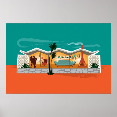 Folded Plate Roof Mid Century Modern House _ PS Poster