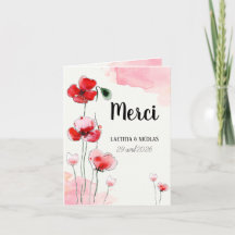 Folded "Poppies" Thank You Card