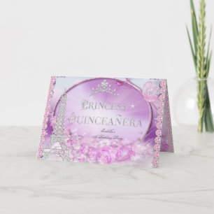Folded Princess Quinceanera Magical Pink Purple Invitation