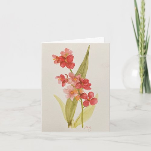 Folded Red Orchid Greeting Card