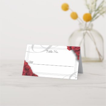 Folded Red Roses Elegant Place Card by DaisyLane at Zazzle