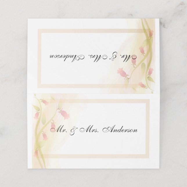 Folded Seating Cards - Pale pink matching set (Outside Unfolded)