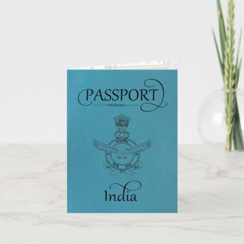 Folded Teal India Save the Date Passport Card