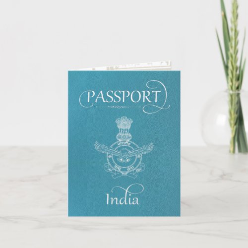 Folded Teal India Save the Date Passport Card