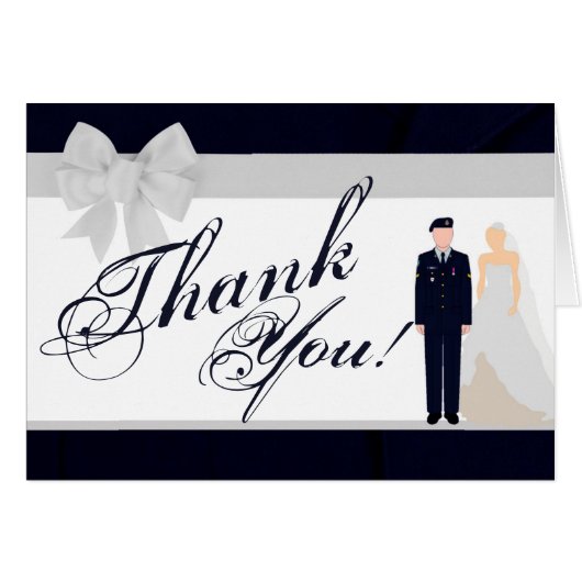 Folded Thank You Card ARMY Uniform Blues Bride (Front Horizontal)