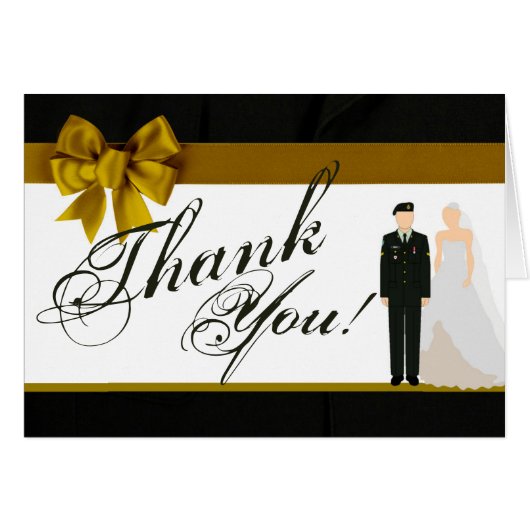 Folded Thank You Card ARMY Uniform Groom Bride Sol (Front Horizontal)