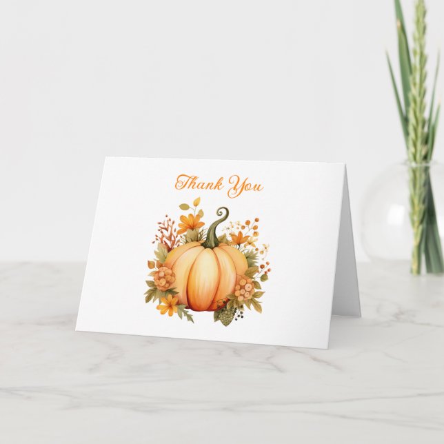 Folded Thank You Card- Autumn Baby Shower Card (Front)