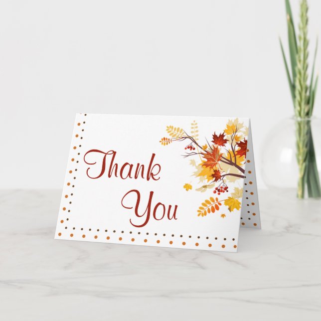 Folded Thank You Card Autumn Branch Leaves (Front)