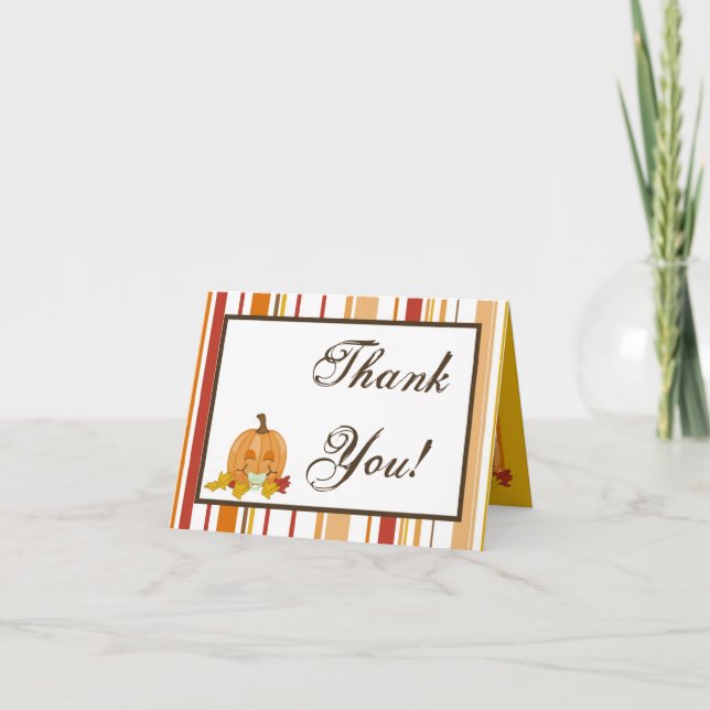Folded Thank You Card Autumn Fall Pumpkin Baby (Front)