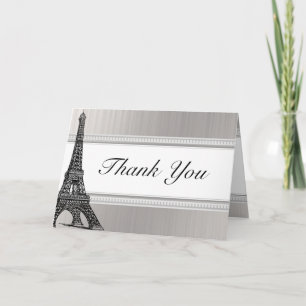 Folded Thank You Card Black Eiffel Tower
