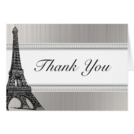 Folded Thank You Card Black Eiffel Tower | Zazzle