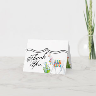 Folded Thank You Card Boho Llama Bohemian Cacti De