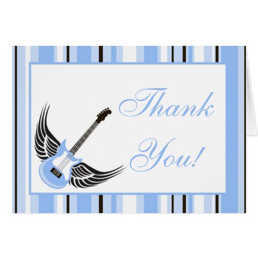 Folded Thank You Card Boy Blue Punk Rocker Guitar | Zazzle