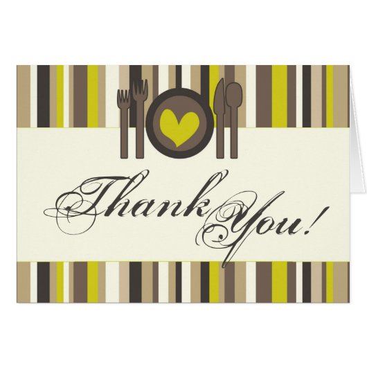 Folded Thank You Card China Plate Silverware Place (Front Horizontal)