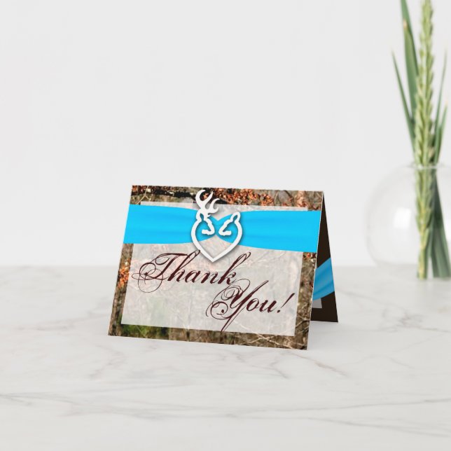 Folded Thank You Card Deer Couple Doe Buck Camo (Front)