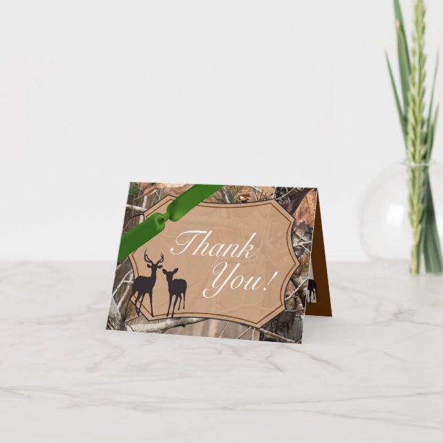 Folded Thank You Card Hunters Camo Camoflauge Deer (Front)