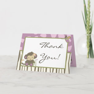 Folded Thank You Card Jacana Girl Jungl Zoo Animal