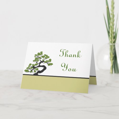 Folded Thank You Card Japanese Green Bonsai Tree O