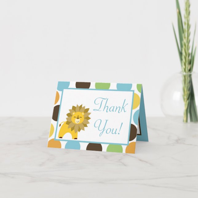 Folded Thank you Card Jungle King Lion Safari Zoo (Front)