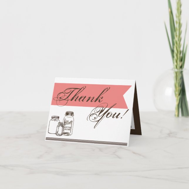 Folded Thank You Card Mason Jar Country Rustic Vas (Front)