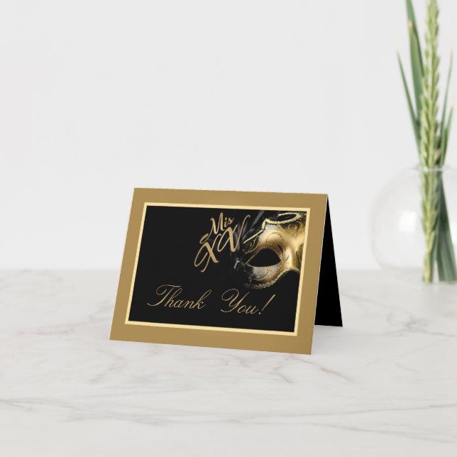 Folded Thank you Card Mis XV Gold Black (Front)