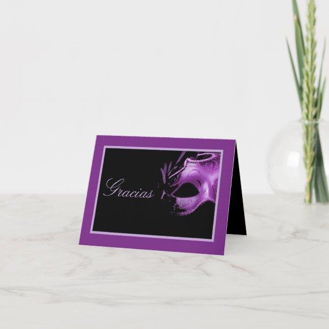 Folded Thank you Card Mis XV Purple Morado (Front)