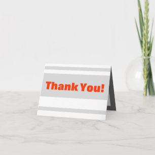 Folded Thank You Card Modern Neon Stripe Orange