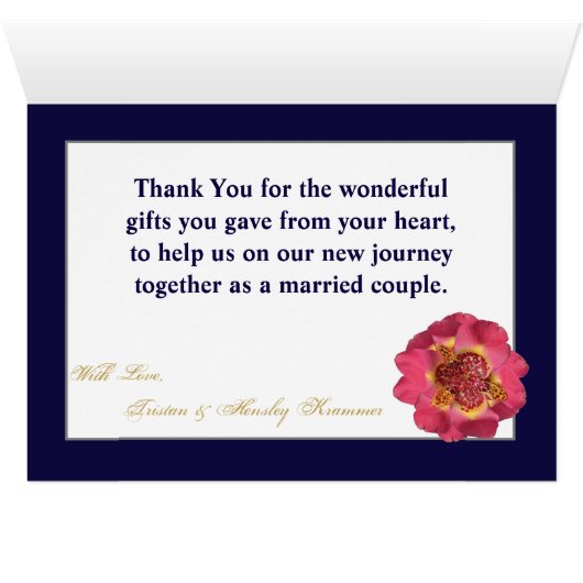 Folded Thank You Card Modern Stripe Navy Blue (Inside Horizontal (Bottom))