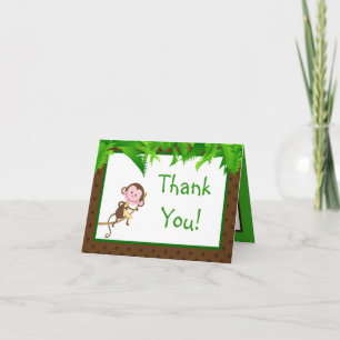Folded Thank you Card Monkey Swing Jungle Safari