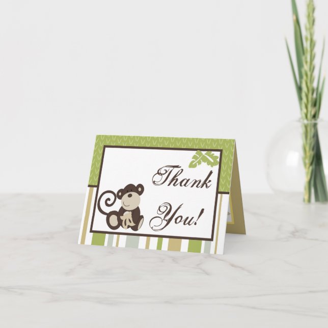Folded Thank You Card Monkey Time Zoo Animal (Front)