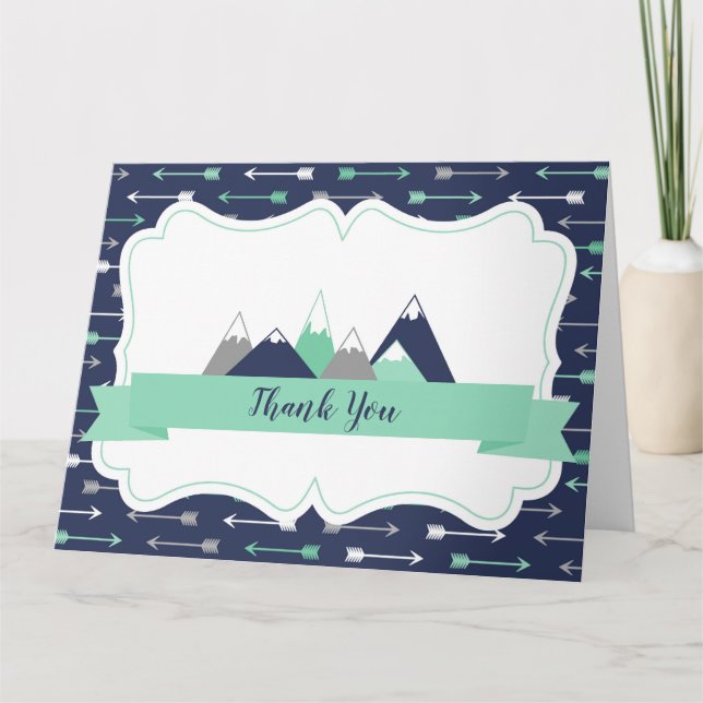 Folded Thank You Card Mountains Baby Shower (Front)