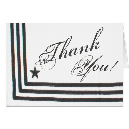 Folded Thank You Card Navy Summer Dress Whites Uni (Front Horizontal)