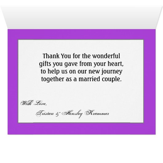 Folded Thank You Card Ombre Purple Chevron (Inside Horizontal (Bottom))