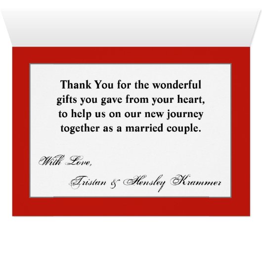 Folded Thank You Card Ombre Stripe Red Line Fade (Inside Horizontal (Bottom))
