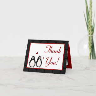 Folded Thank You Card Penguin Love Couple Mate