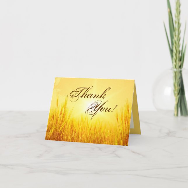Folded Thank You Card Sunrise Wheat Country Rustic (Front)