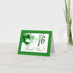 Folded Thank you Card Sweet 16 Green