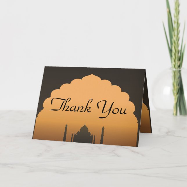 Folded Thank You Card Taj Mahal Sunset Orange Yell (Front)