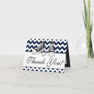 Folded Thank You Card Teenage Sneakers Chevron Str
