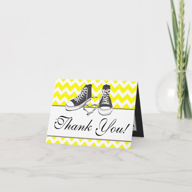 Folded Thank You Card Teenage Sneakers Chevron Str (Front)