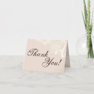 Folded Thank You Card Vintage Victorian Lace Pink