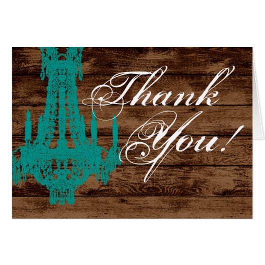 Folded Thank You Card Western Rustic Chandelier (Front Horizontal)