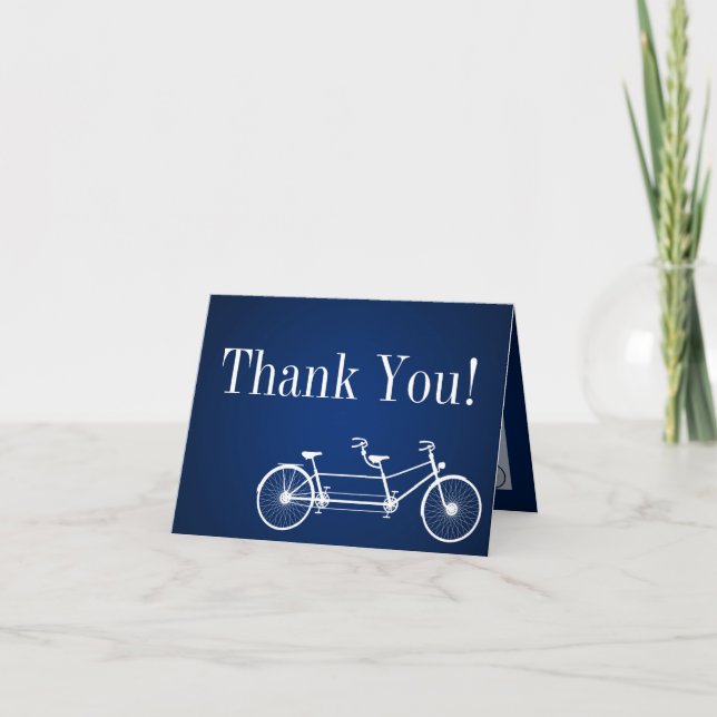 Folded Thank You Card Whimsical Navy Double Bike (Front)
